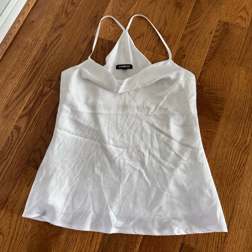 Express White Satin V-Neck Spaghetti Strap Camisole